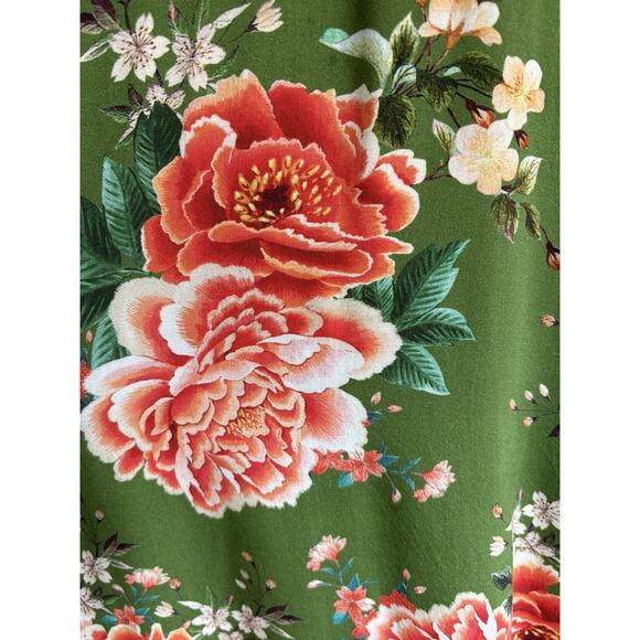 Farm Rio Elinor Tunic Dress - S Green Pink, Floral Long Sleeve Boho Twee Cottage - Picture 12 of 14